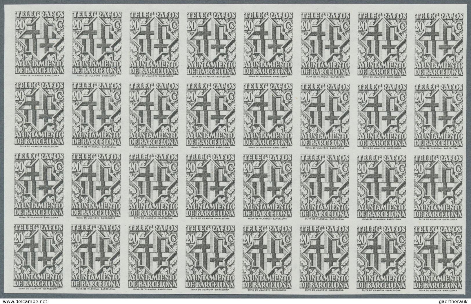 Spanien - Zwangszuschlagsmarken Für Barcelona: TELEGRAPH STAMPS: 1941, 'Telegrafos Ayuntamiento De B - Oorlogstaks