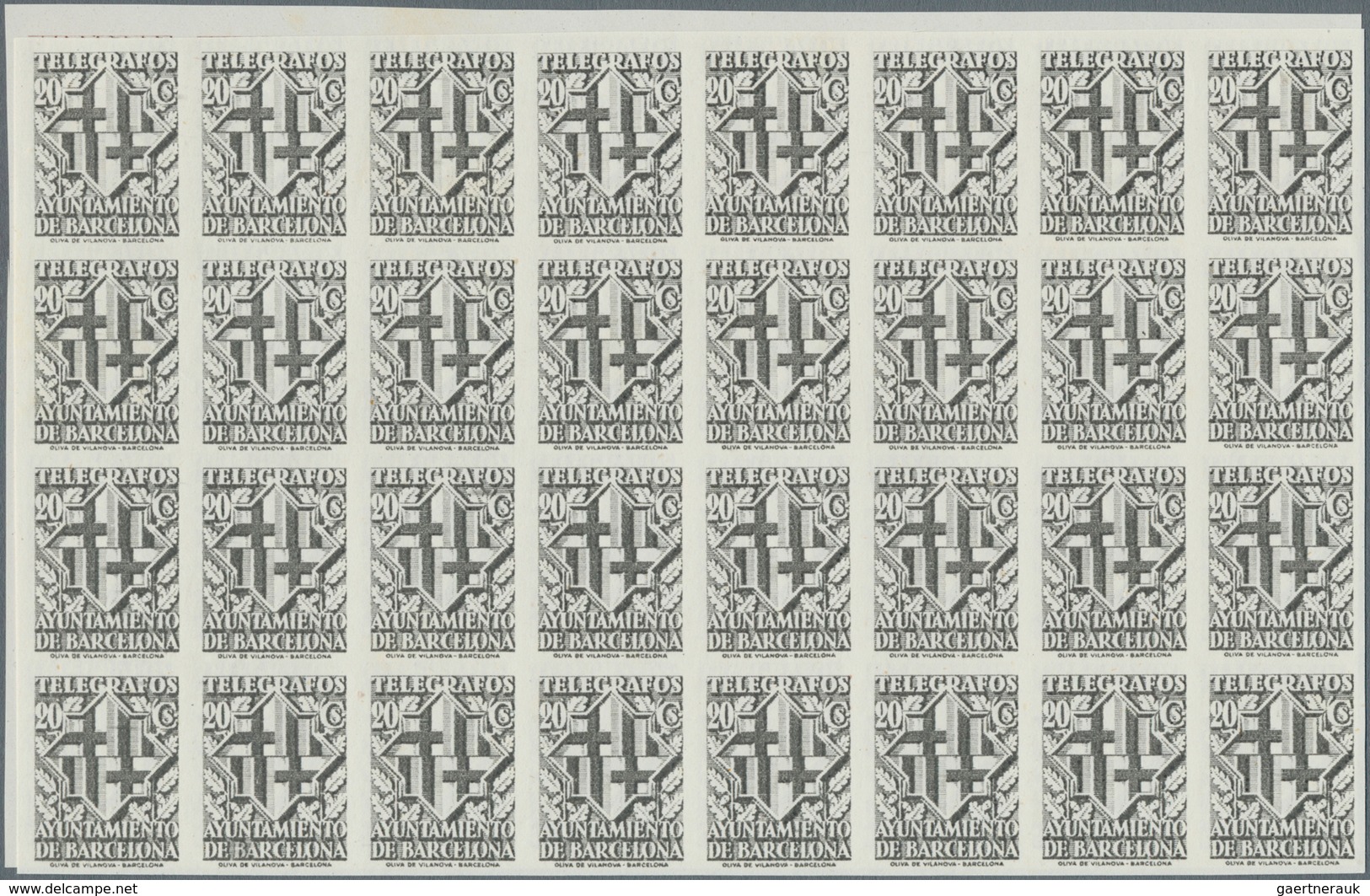 Spanien - Zwangszuschlagsmarken Für Barcelona: TELEGRAPH STAMPS: 1941, 'Telegrafos Ayuntamiento De B - Oorlogstaks