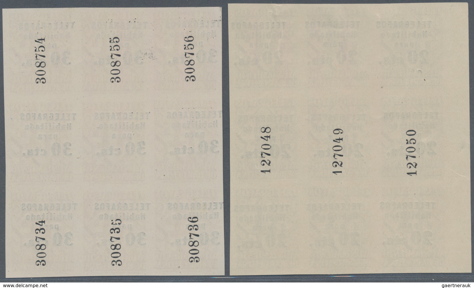 Spanien - Zwangszuschlagsmarken Für Barcelona: TELEGRAPH STAMPS: 1942/45, Provisional Issue Complete - War Tax