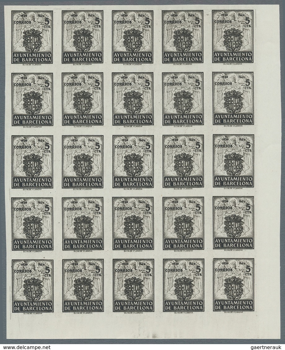 Spanien - Zwangszuschlagsmarken Für Barcelona: 1944, Coat Of Arms Complete Set Of Five 5c. Stamps In - War Tax