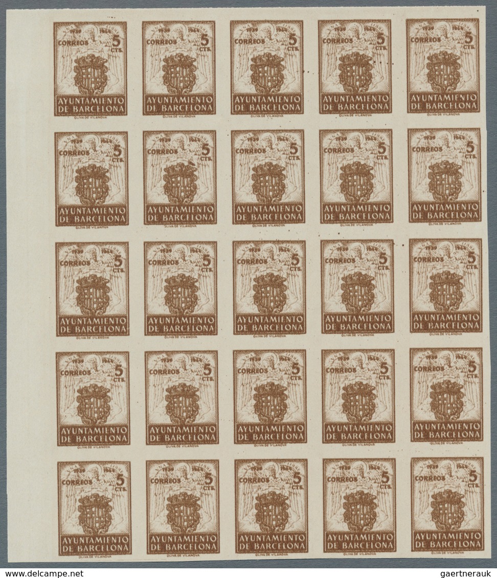 Spanien - Zwangszuschlagsmarken Für Barcelona: 1944, Coat Of Arms Complete Set Of Five 5c. Stamps In - War Tax