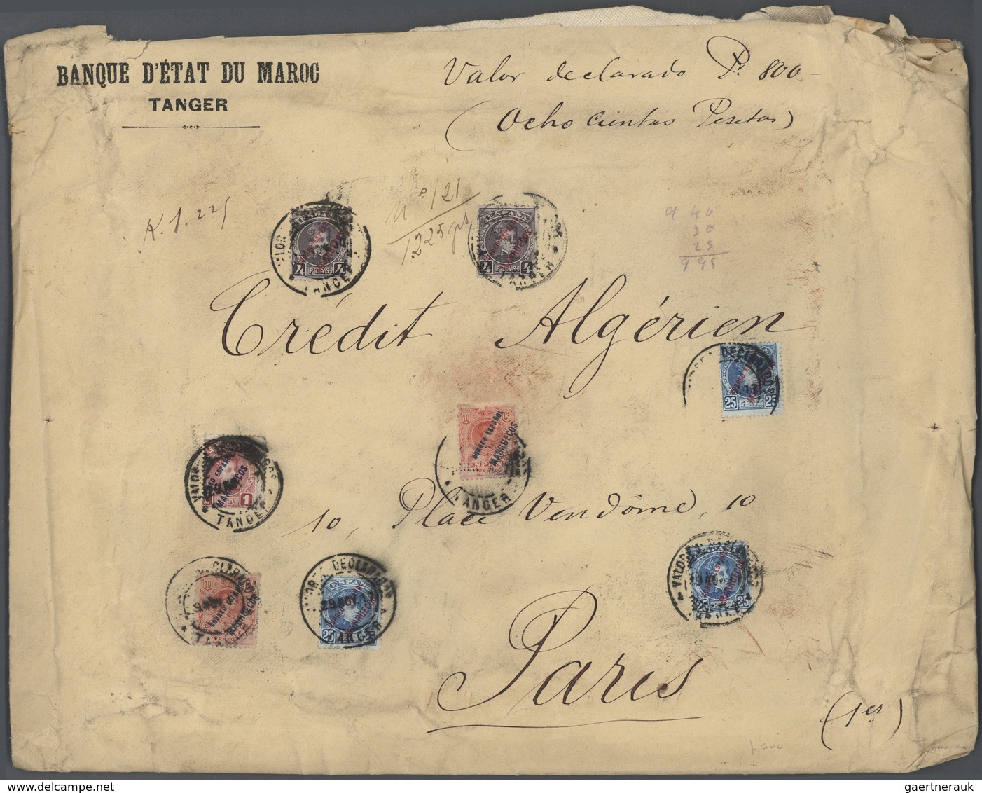 Spanische Post In Marokko: 1917, 2 X 10 C Red, 3 X 25 C Blue, 1 Pta Lilac And 2 X 4 Pta Violet, Mixe - Spanish Morocco