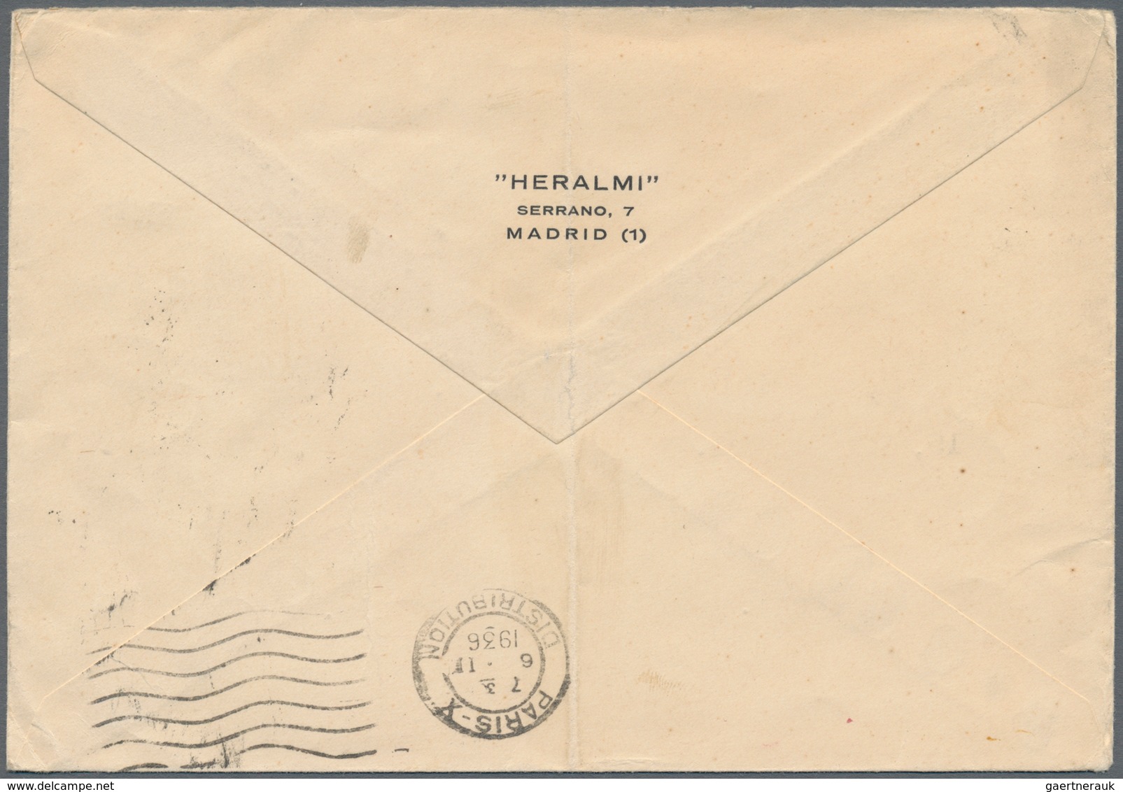 Spanien - Ganzsachen: 1936, Private Stationery Envelope Republic 40 C. Uprated 10 C. Canc. "MADRID 4 - 1850-1931