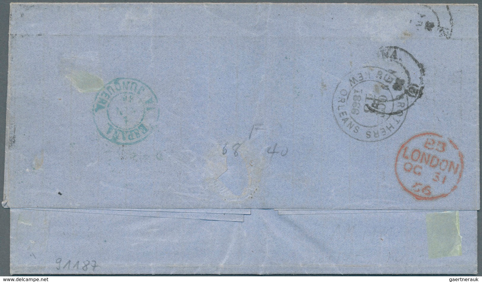 Spanien - Besonderheiten: 1866, Letter From USA With 10 C. Green And 12 C. Black (Scott 68,69) From - Other & Unclassified