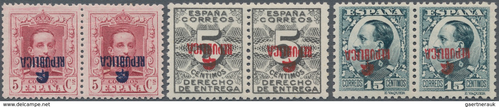 Spanien - Besonderheiten: 1931, TOLOSA Private Local Issue, 5c. Carmine, 5c. Black And 15c. Greyish - Andere & Zonder Classificatie