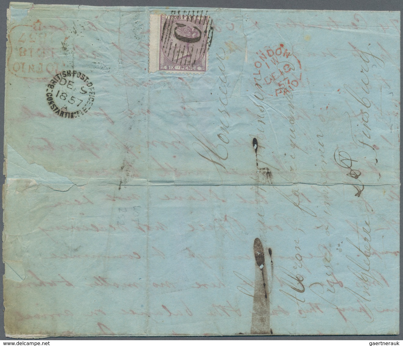 Türkei: British Post Office In Constantinople 1857-1914: 6d. Rate To Great Britain Via Marseilles, 1 - Otros & Sin Clasificación