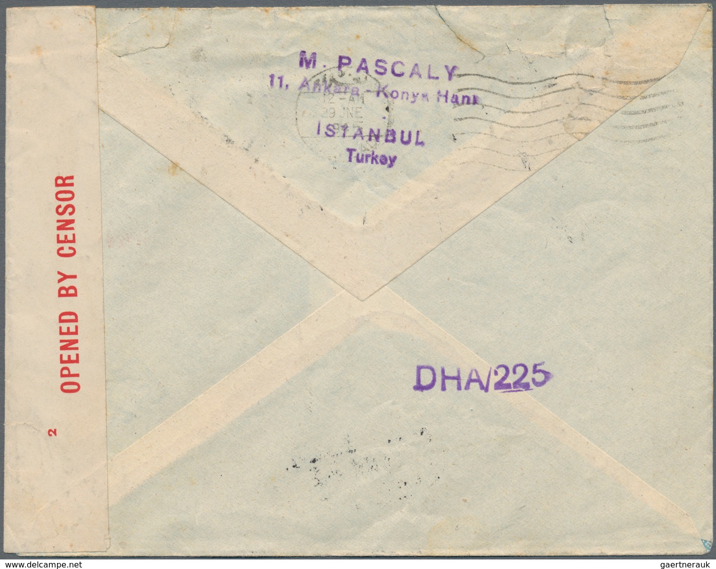 Türkei: 1945. Airmail Letter To Australia, Handstamped With Boxed "PAR AVION" (private Cachet) Ad Bi - Andere & Zonder Classificatie