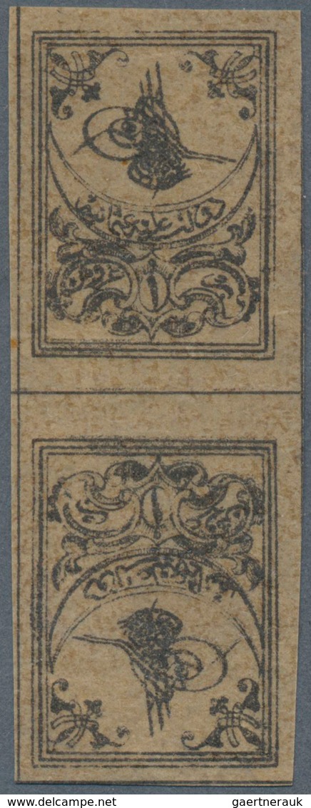 Türkei - Portomarken: 1863, 1 Pia Brown Postage Due Tete-beche Pair Without Border, Original Gummed - Postage Due