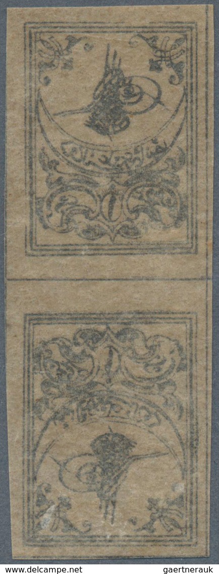 Türkei - Portomarken: 1863, 1 Pia Brown Postage Due Tete-beche Pair Without Border, Original Gummed - Strafport