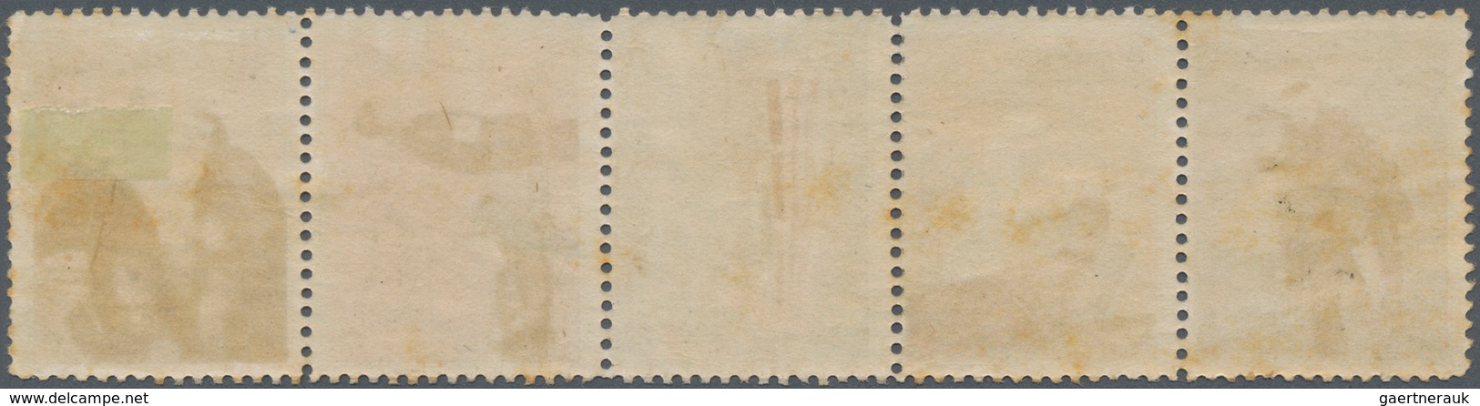 Türkei - Zwangszuschlagsmarken Für Den Roten Halbmond: 1912, Red Crescent First Issue Strip Of Five, - Charity Stamps