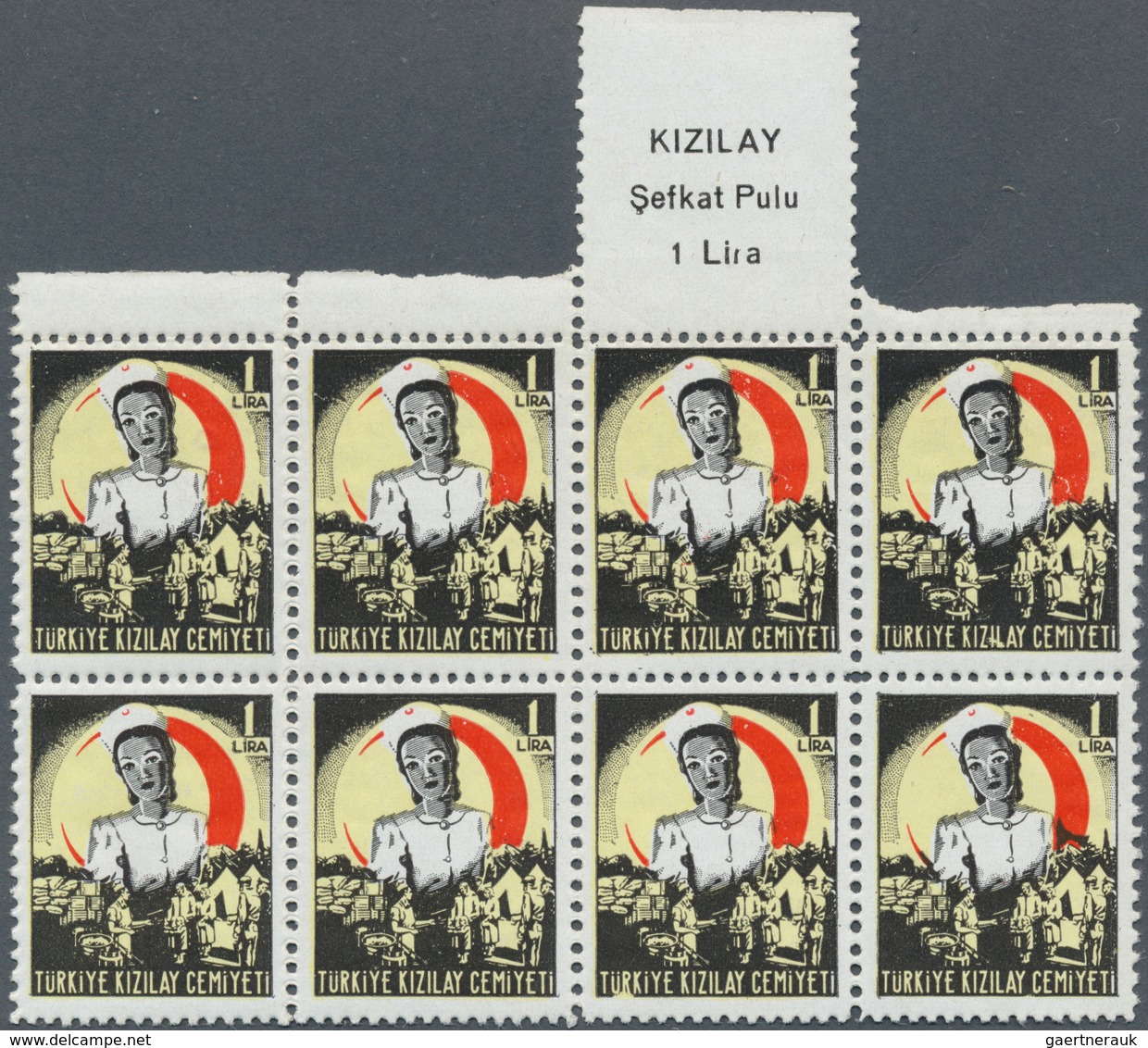 Türkei - Zwangszuschlagsmarken Für Den Roten Halbmond: 1944, Complete Set Of 7 Values In Mint Never - Charity Stamps