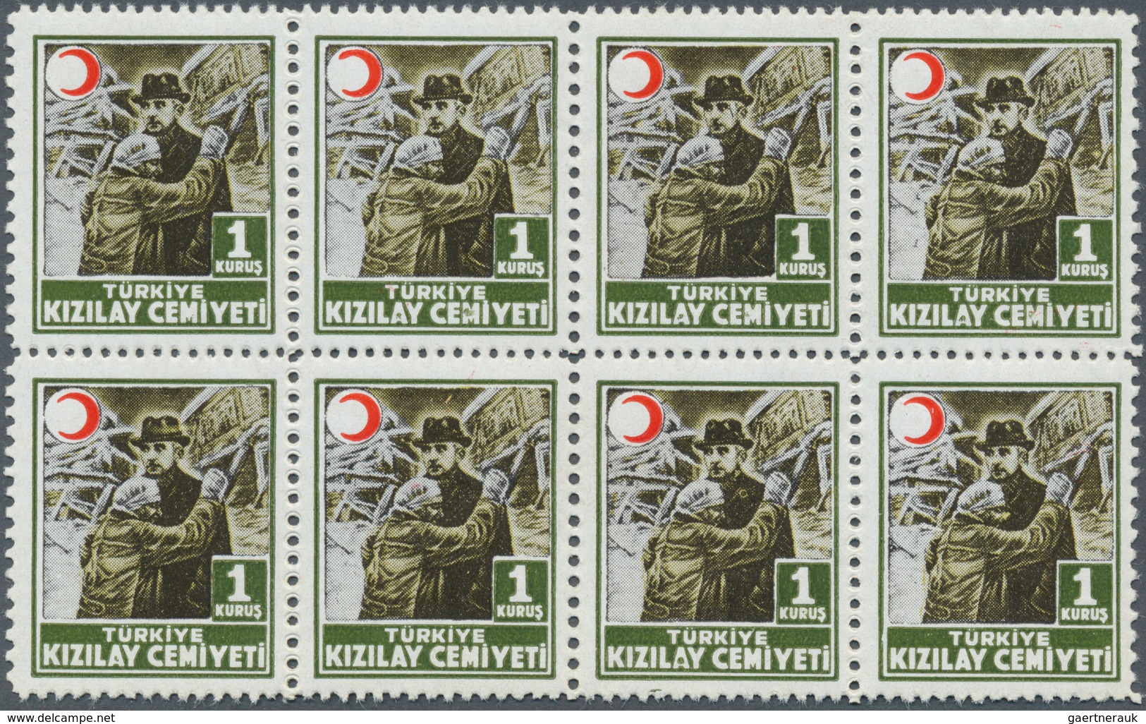 Türkei - Zwangszuschlagsmarken Für Den Roten Halbmond: 1944, Complete Set Of 7 Values In Mint Never - Liefdadigheid Zegels