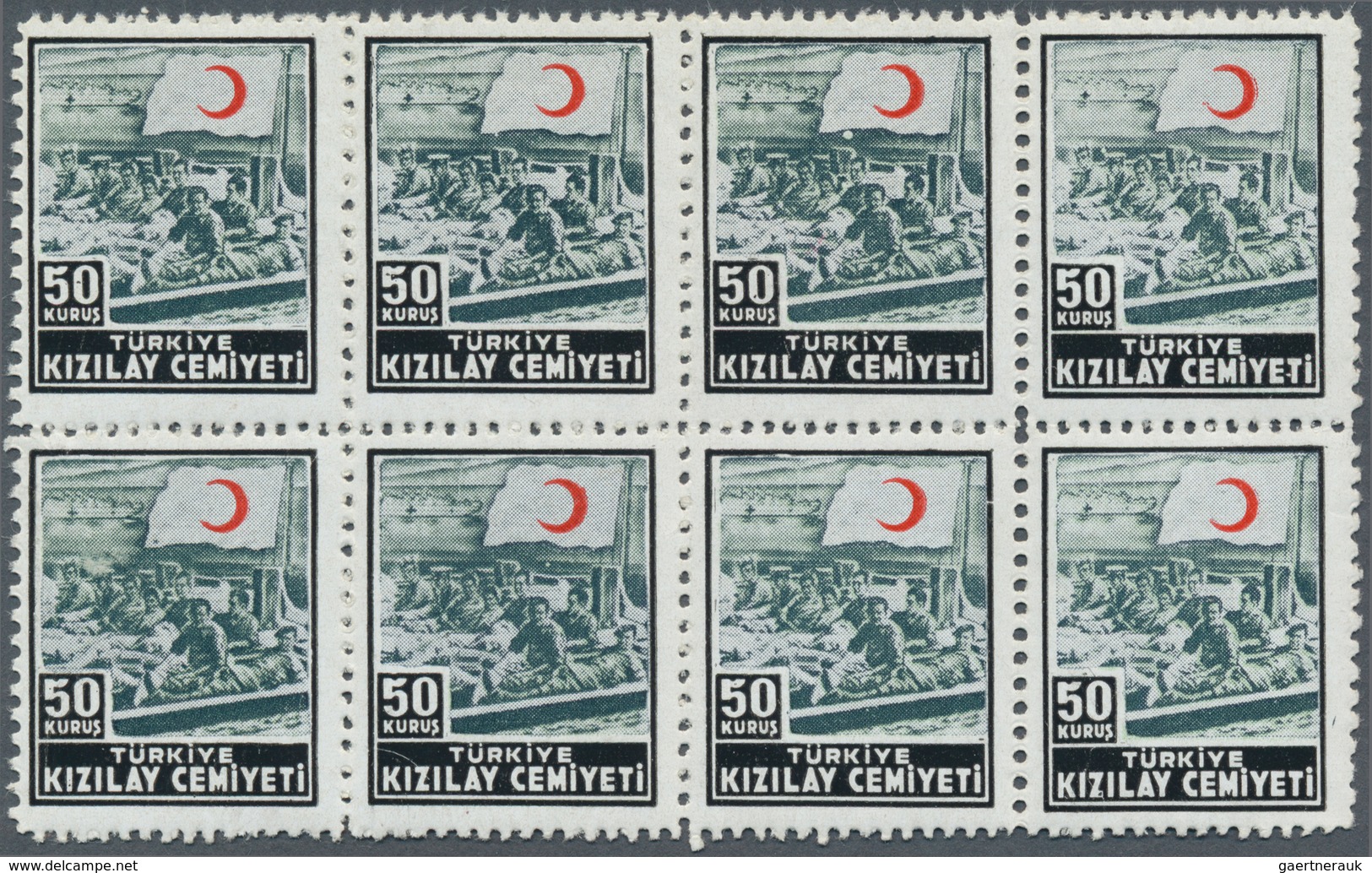 Türkei - Zwangszuschlagsmarken für den Roten Halbmond: 1944, Complete set of 7 values in mint never