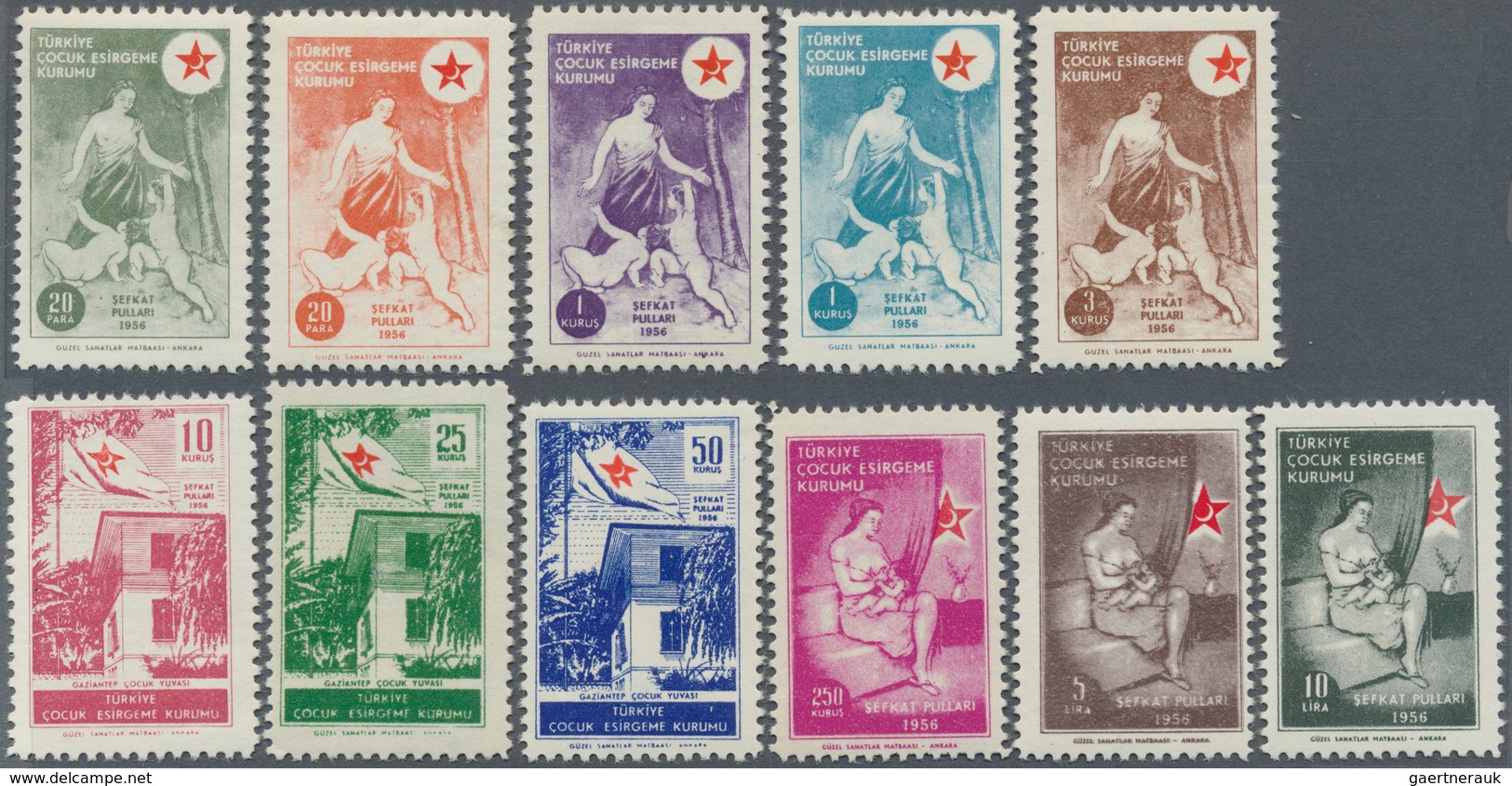 Türkei - Zwangszuschlagsmarken Für Den Roten Halbmond: 1956, Complete Set Of 11 Values "Nurse And Ch - Liefdadigheid Zegels