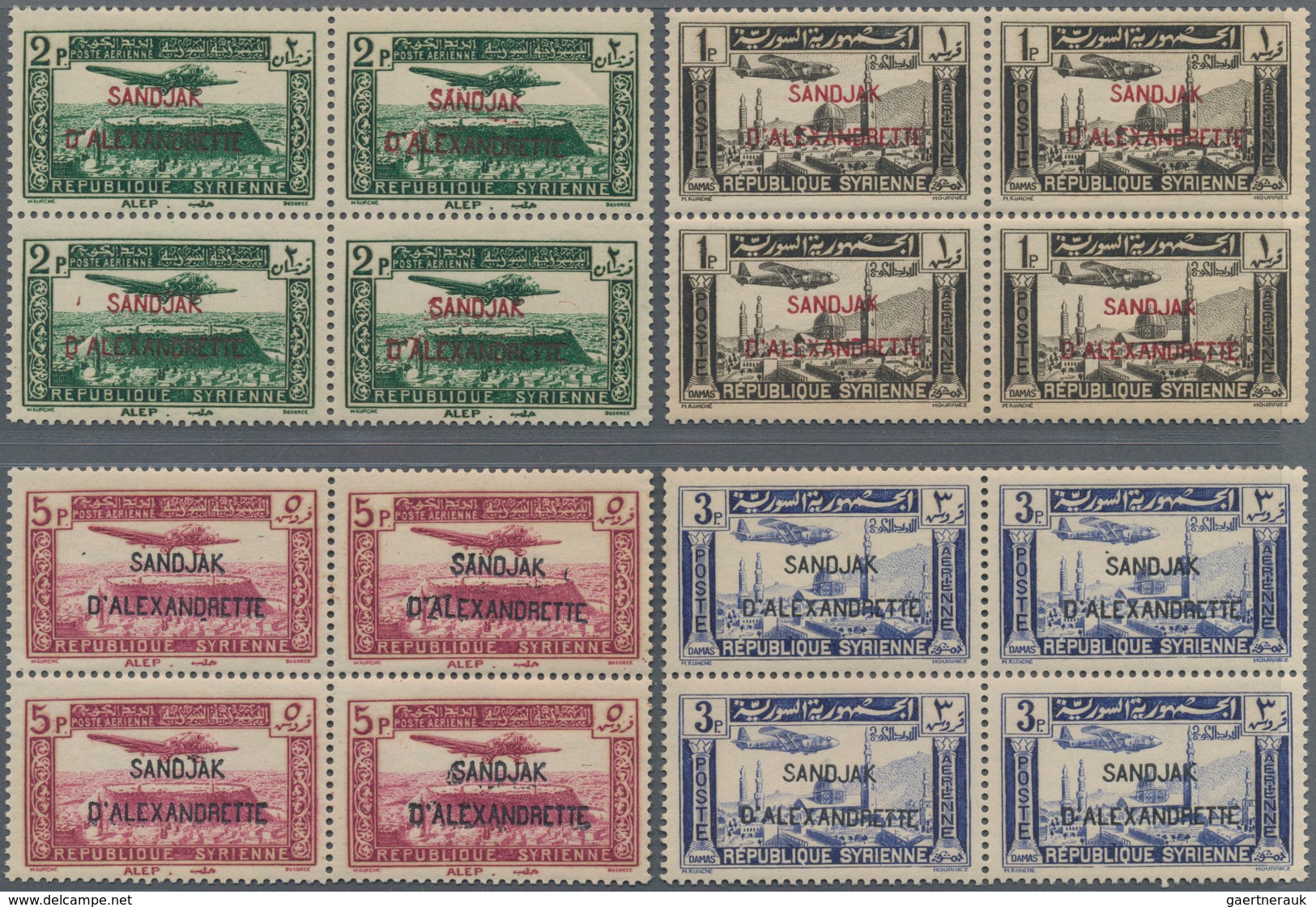 Türkei - Alexandrette: 1938, Syria Airmail Issue With Red Or Black Opt. ‚SANDJAK / D’ALEXANDRETTE‘ C - Unused Stamps