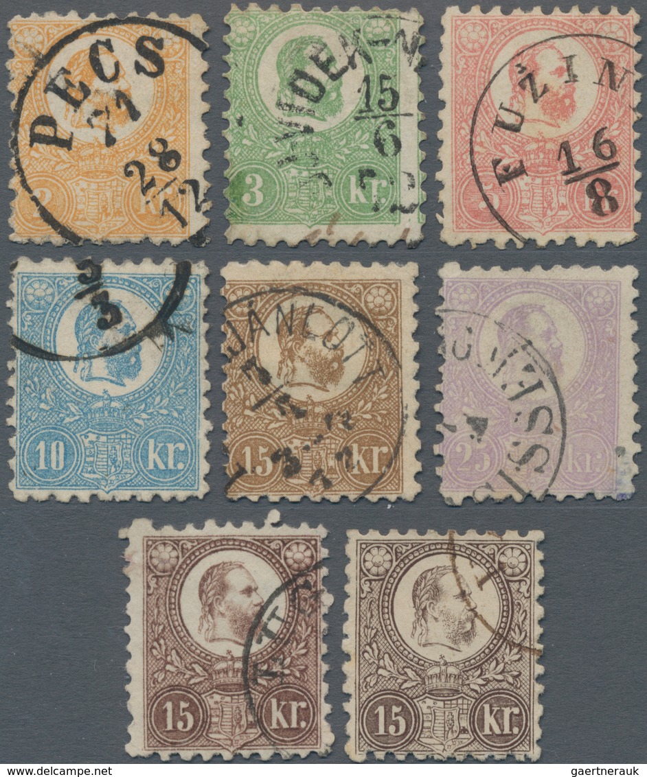 Ungarn: 1871, Complete Set Of Six LITHOGRAPHED Stamps, All Used And Neatly Cancelled, The 2k. Orange - Brieven En Documenten