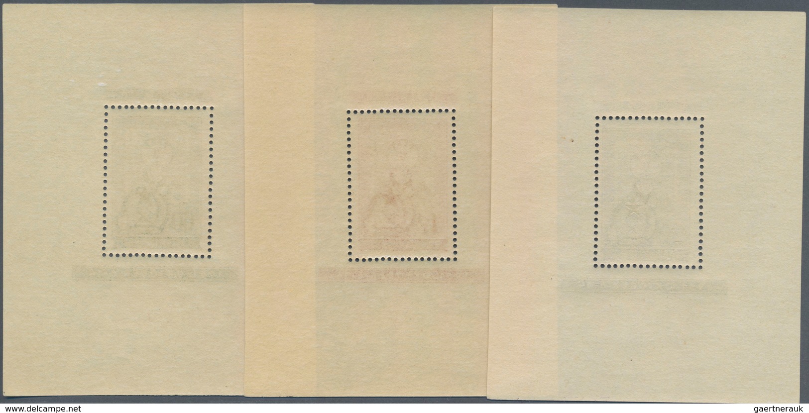 Ungarn: 1951, 80th Anniversary Of Hungarian Stamps, Set Of Three Souvenir Sheets Perforated And Impe - Brieven En Documenten