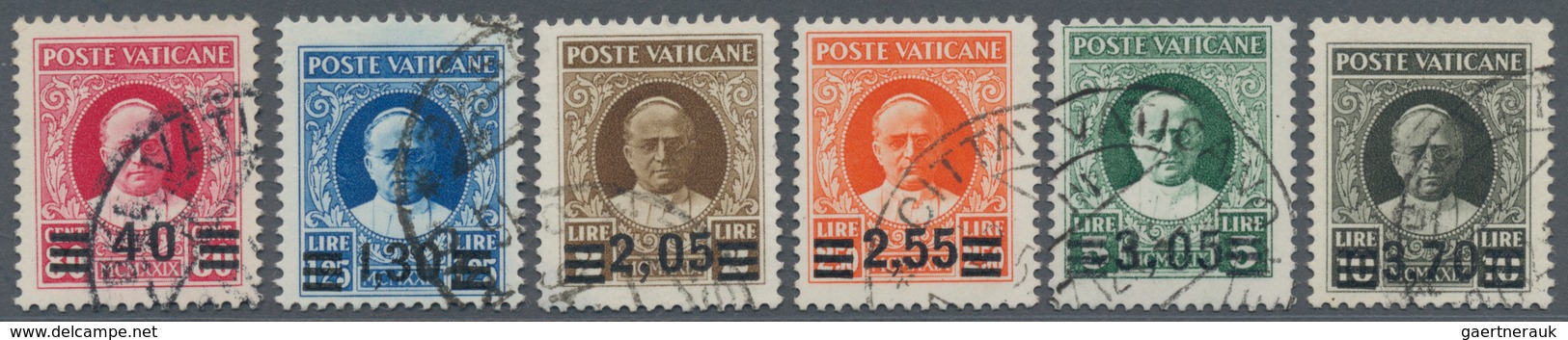 Vatikan: 1936. Provisional Set, Fine Used With Certificate Biondi. Sassone 2000 €. - Sonstige & Ohne Zuordnung