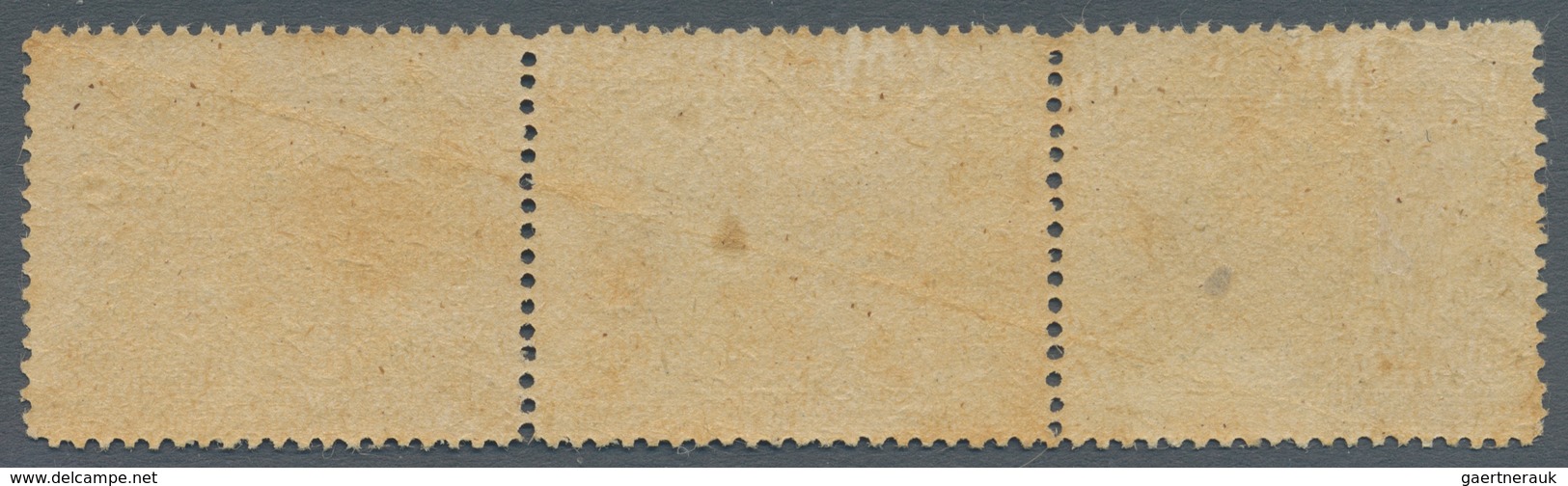 Vatikan: 1945, 20 C On 5 C Slate-grey, Vertical Strip Of 3 With Partially Omitted Overprints, Upper - Other & Unclassified