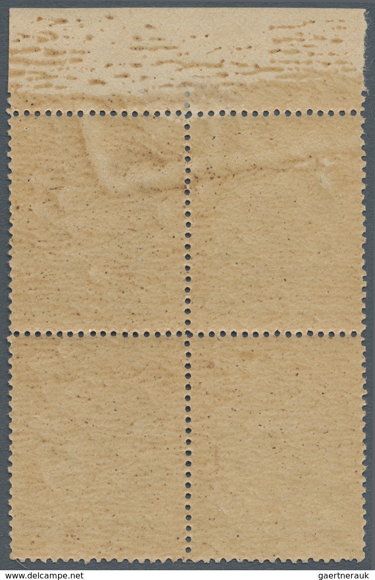 Vatikan: 1945, 1,50 L On 1 L Brown/black With DOUBLE SURCHARGE, Block Of 4 From Upper Sheet Margin, - Other & Unclassified