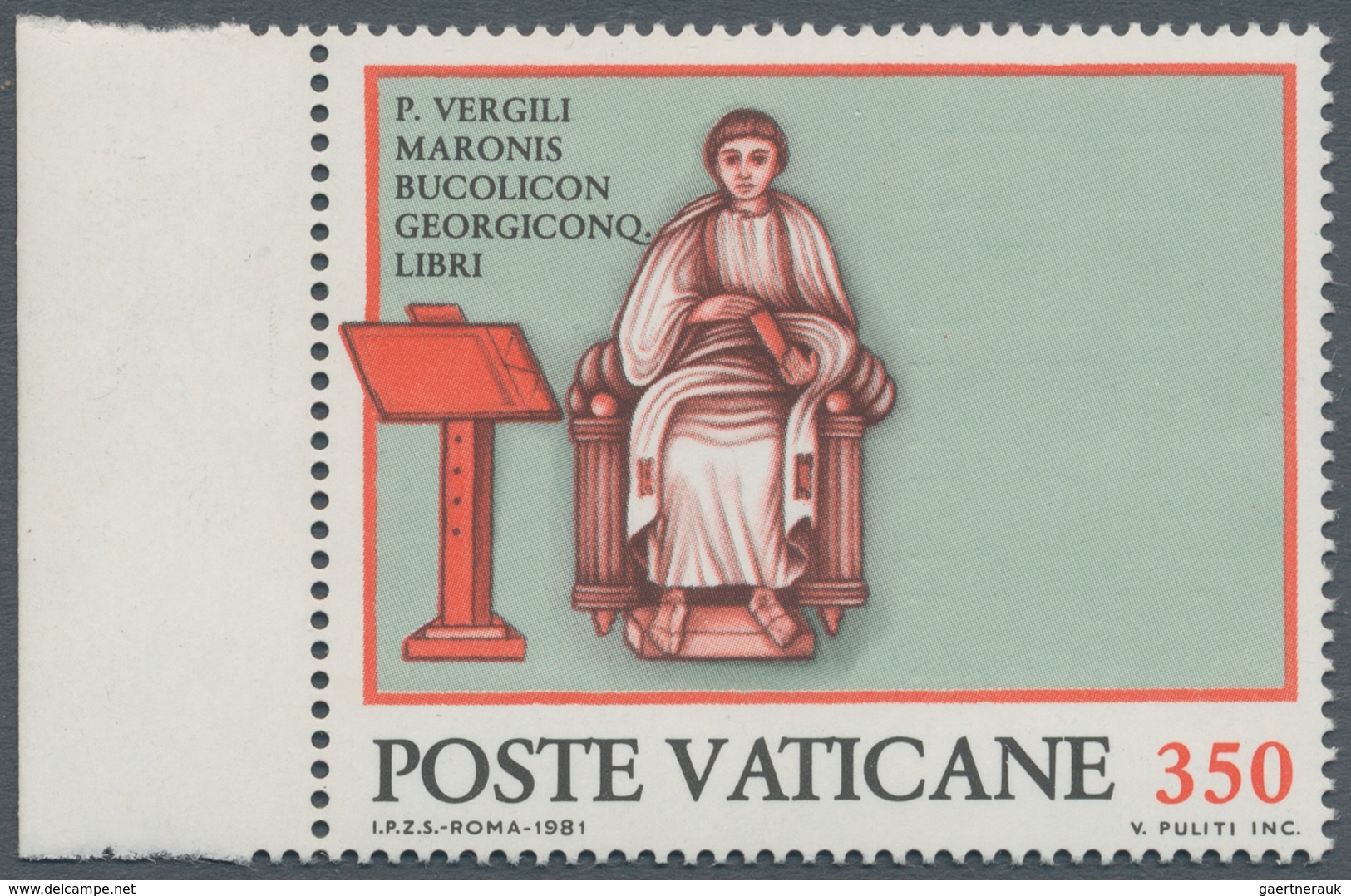 Vatikan: 1981, 350 L "P. Vergilius Maro" From Left Margin, Printing Color Silver (inscription At Rig - Other & Unclassified