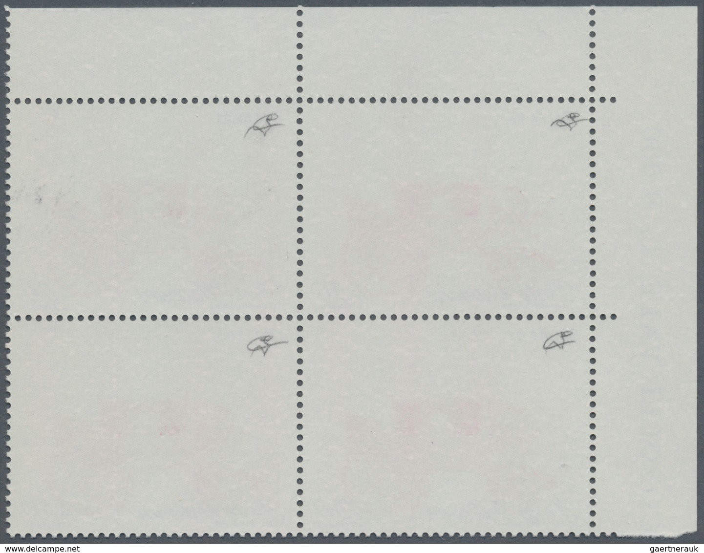 Vatikan: 1985, 450 L Cobalt/purple In Block Of Four, Left Corner Edge, Carriage Strongly Shifted Dow - Otros & Sin Clasificación