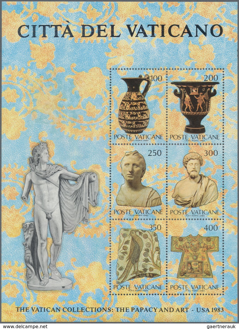 Vatikan: 1983, Exhibition Of Vatican Art In USA Miniature Sheet With Part Of SILVER OMITTED (Coat Of - Otros & Sin Clasificación