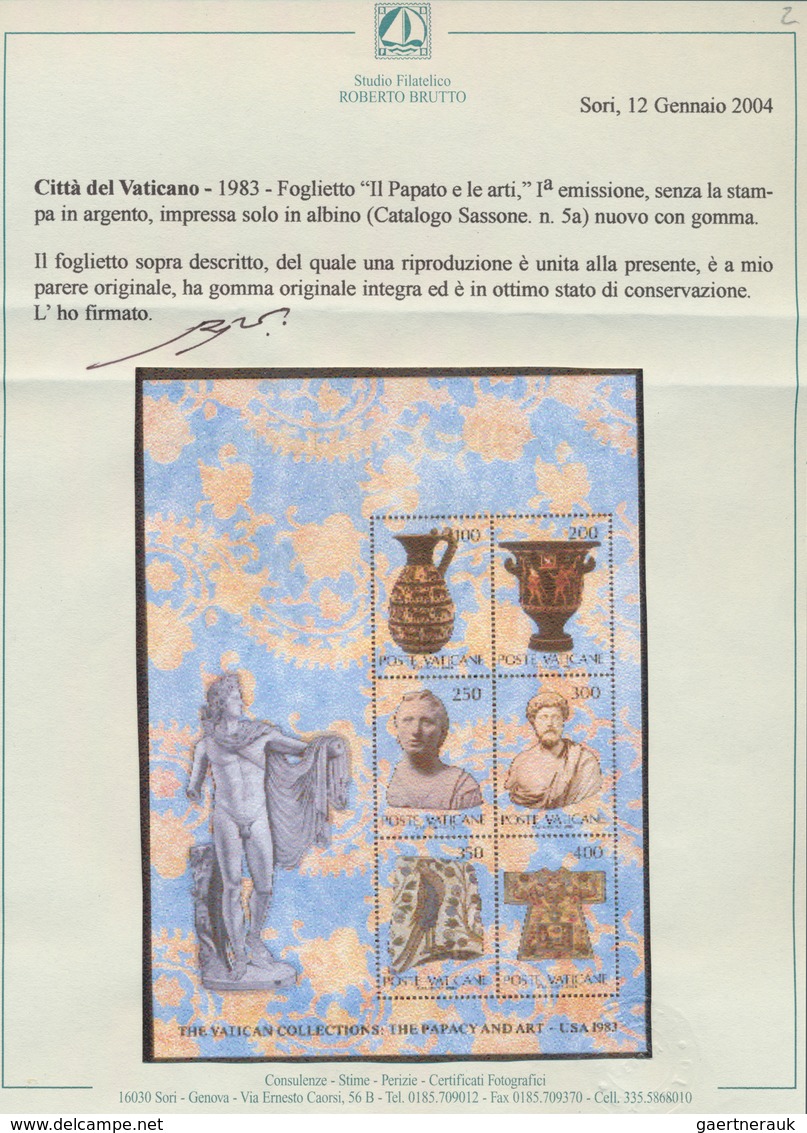 Vatikan: 1983, Exhibition Of Vatican Art In USA Miniature Sheet With SILVER OMITTED (Country Name At - Otros & Sin Clasificación