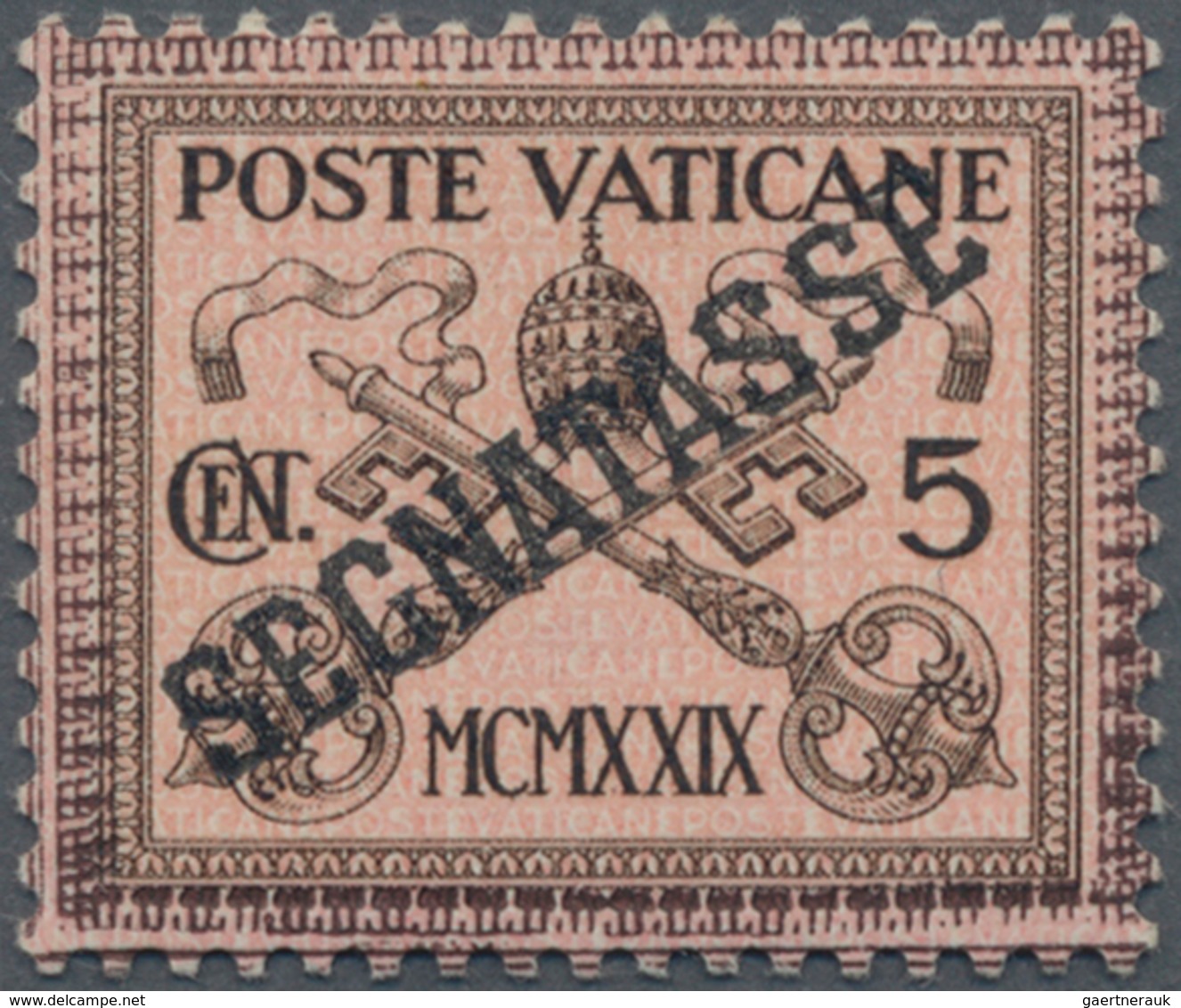 Vatikan - Portomarken: 1931, 5 C Brown On Rose With DOUBLE PRINT Of The Frameline. VF Mint Lightly H - Postage Due