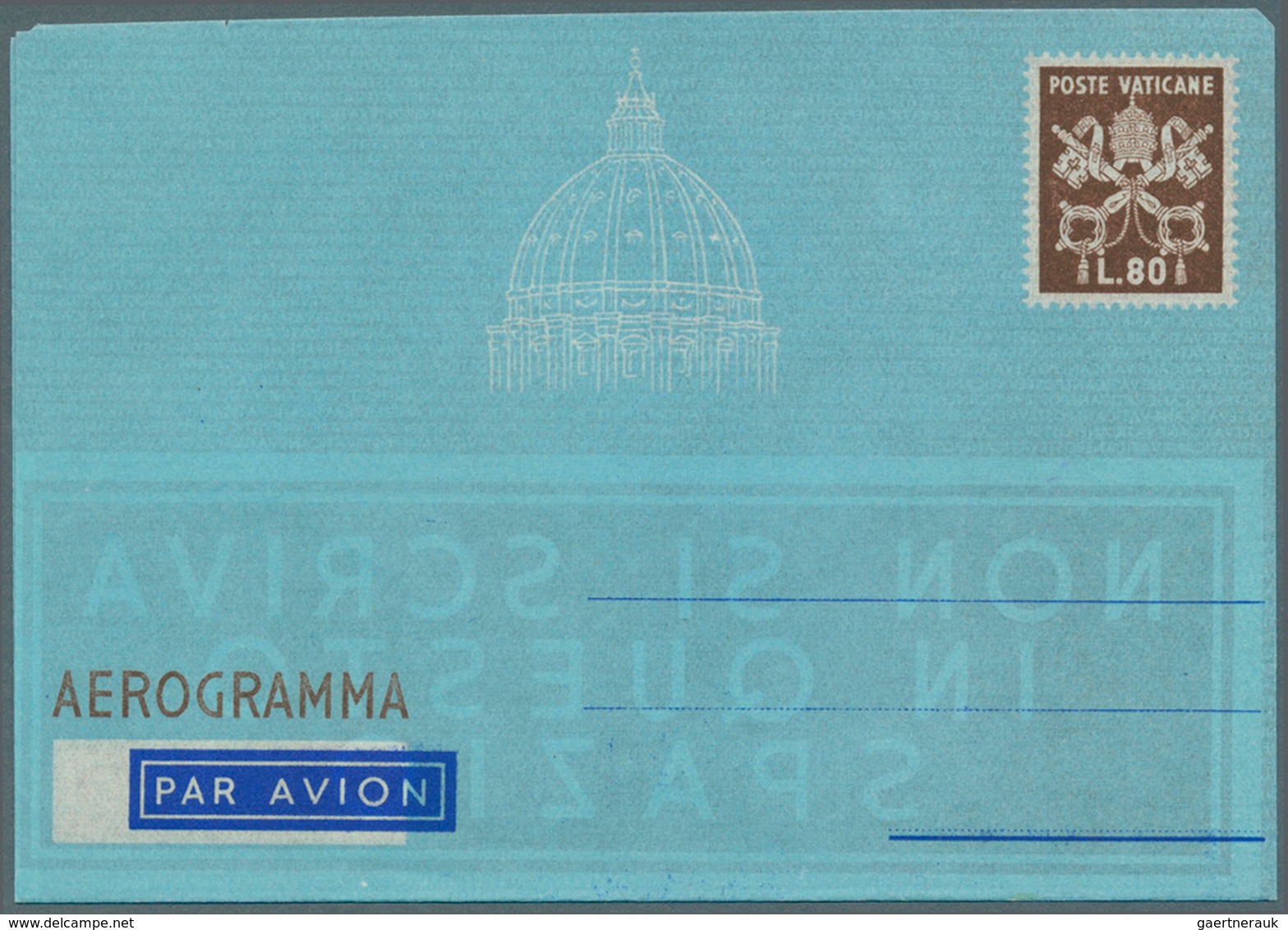 Vatikan - Ganzsachen: 1951, Aerogramme Of The Vatican L. 80 "AEROGRAMMA" Brown, Unused. Unlisted Var - Enteros Postales