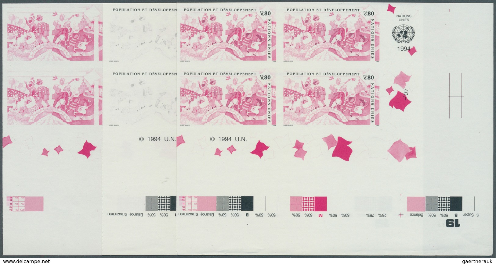 Vereinte Nationen - Genf: 1994. Imperforate Progressive Proof (6 Phases) In Corner Blocks Of 4 For T - Unused Stamps