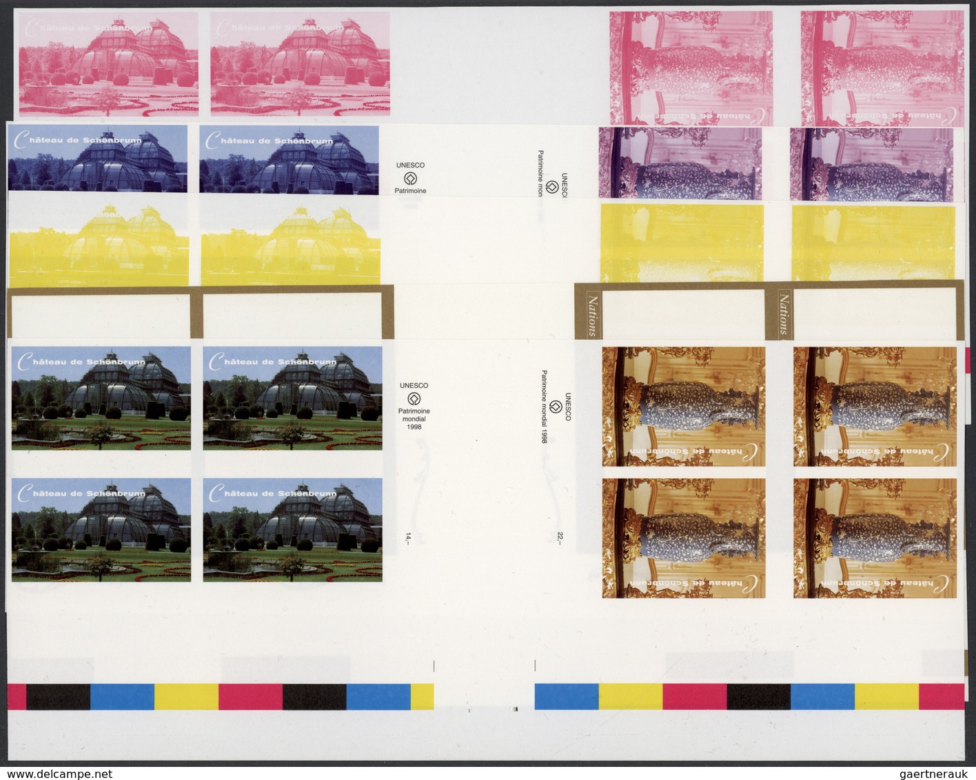 Vereinte Nationen - Genf: 1998. Imperforate Progressive Proof (10 Phases) In Se-tenant Gutter Pairs - Unused Stamps