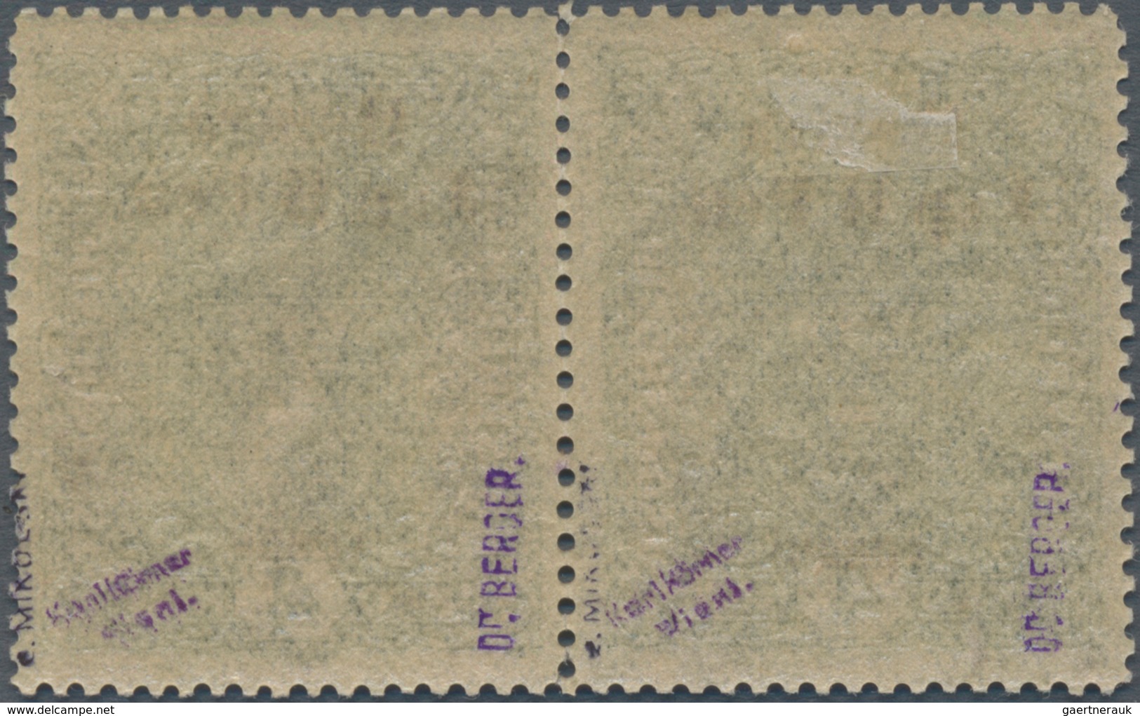 Westukraine: 1919, 4kr. Olive Green In Pair, Mint Copys, Right Stamp Has "no Dot After 'H'", Signed - Oekraïne
