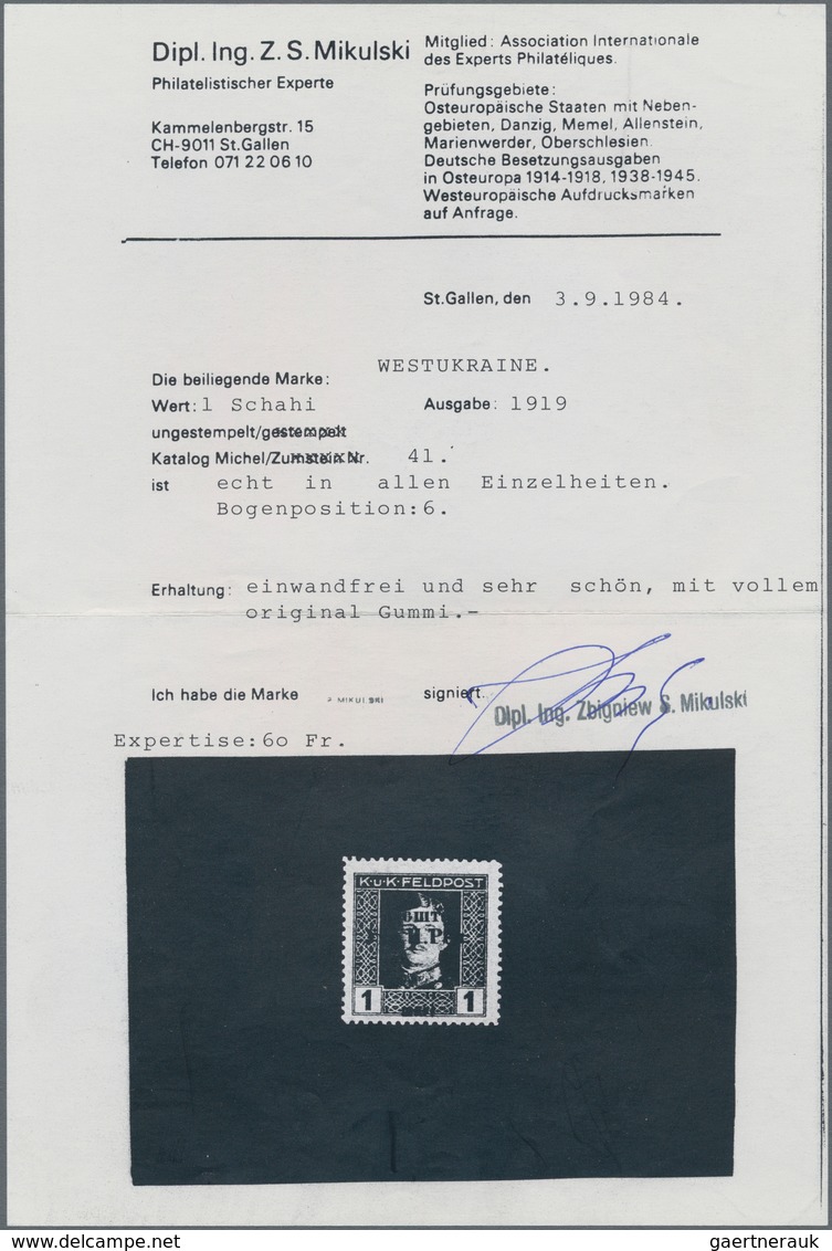 Westukraine: 1919, Postage Stamp. Austrian-Hungarian Field Post With Overprint 1 Schahi, Just 44 Cop - Ukraine