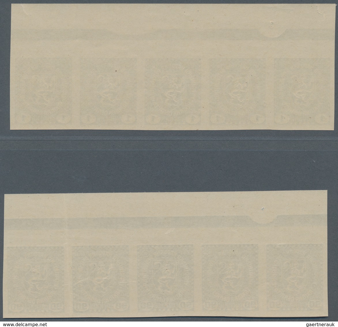 Westukraine: 1919/prepared for but unissued, 10 S.-3 Kr. complete imperforate set of 12 in top margi