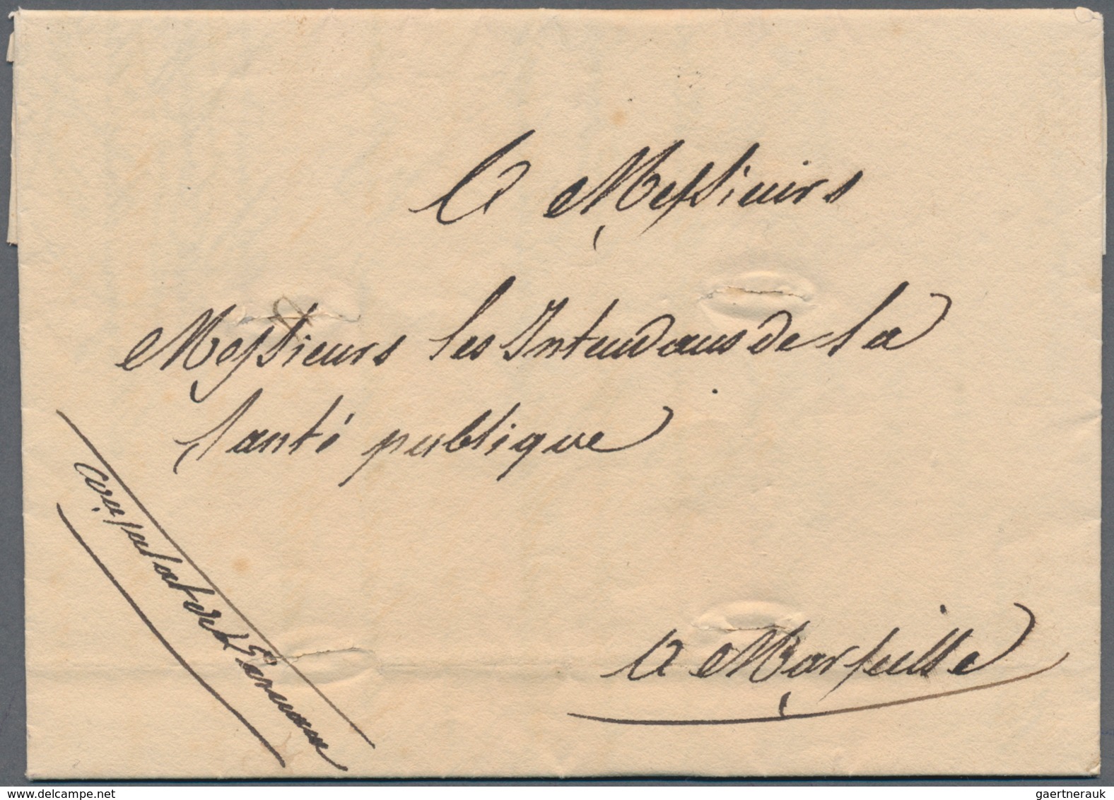 Zypern: 1836, Complete Letter From "Consulat De France" In LARNACA To Health Autorities Marseille, O - Andere & Zonder Classificatie