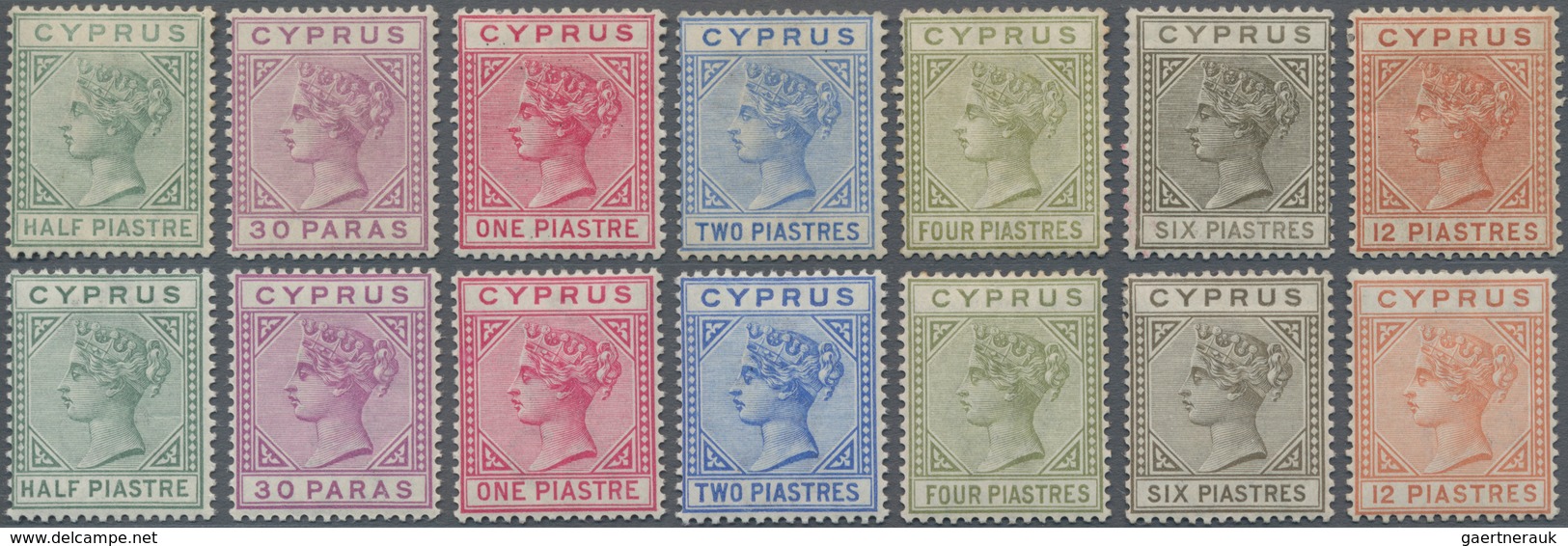 Zypern: 1882/1892: The Two Complete Sets Of QV Issues Watermarked Crown CA, One Showing Die I, The L - Other & Unclassified