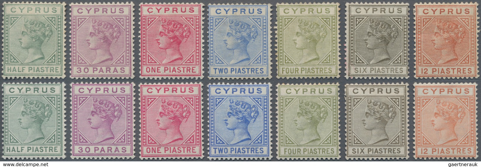 Zypern: 1882/1892: The Two Complete Sets Of QV Issues Watermarked Crown CA, One Showing Die I, The L - Andere & Zonder Classificatie
