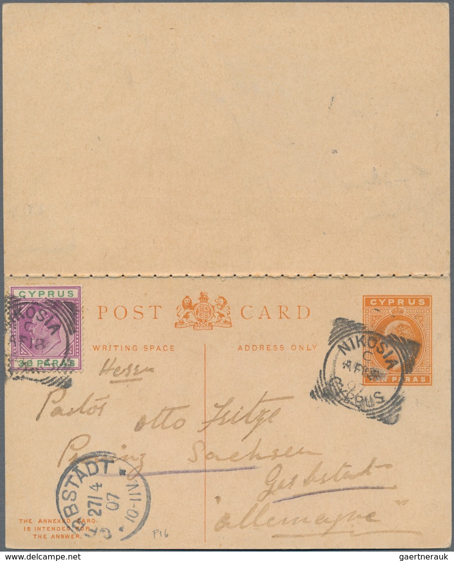 Zypern - Ganzsachen: 1903/1907, Two Postal Stationery Double Postcards 1/2 Pia. Green Victoria (with - Otros & Sin Clasificación
