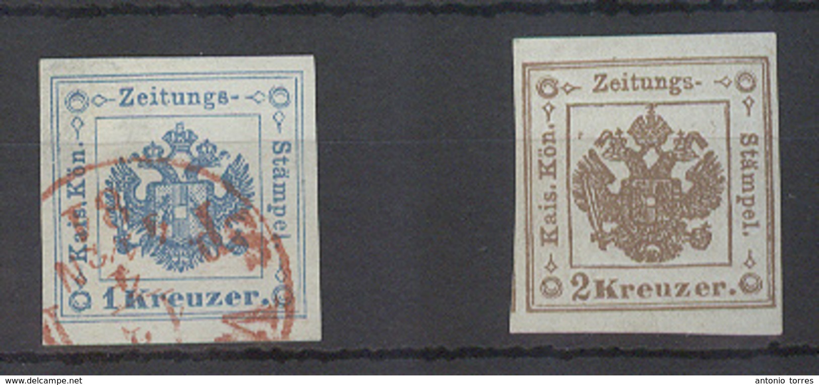 AUSTRIA. 1853. Newspaper Stamps. Yv 1º, 3a(*). Yv 2009 50 Euros. Ovely Pair Of Stamps. - Sonstige & Ohne Zuordnung