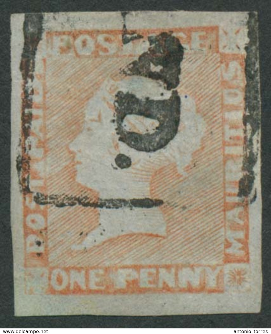 BC - Mauritius. 1848-58. Yv 5º 1p Vermilion Good Margins Inland Box Cancel. Diagonal Lines Visible Only. A Fine Faultles - Autres & Non Classés