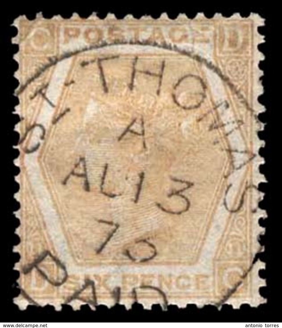 BC - St. Thomas. ST. THOMAS. 6d Pale Buff, Plate 11. WMK. Spray Central Cds "St. Thomas/1873/paid" (xxx).  Minor Crease  - Sonstige & Ohne Zuordnung