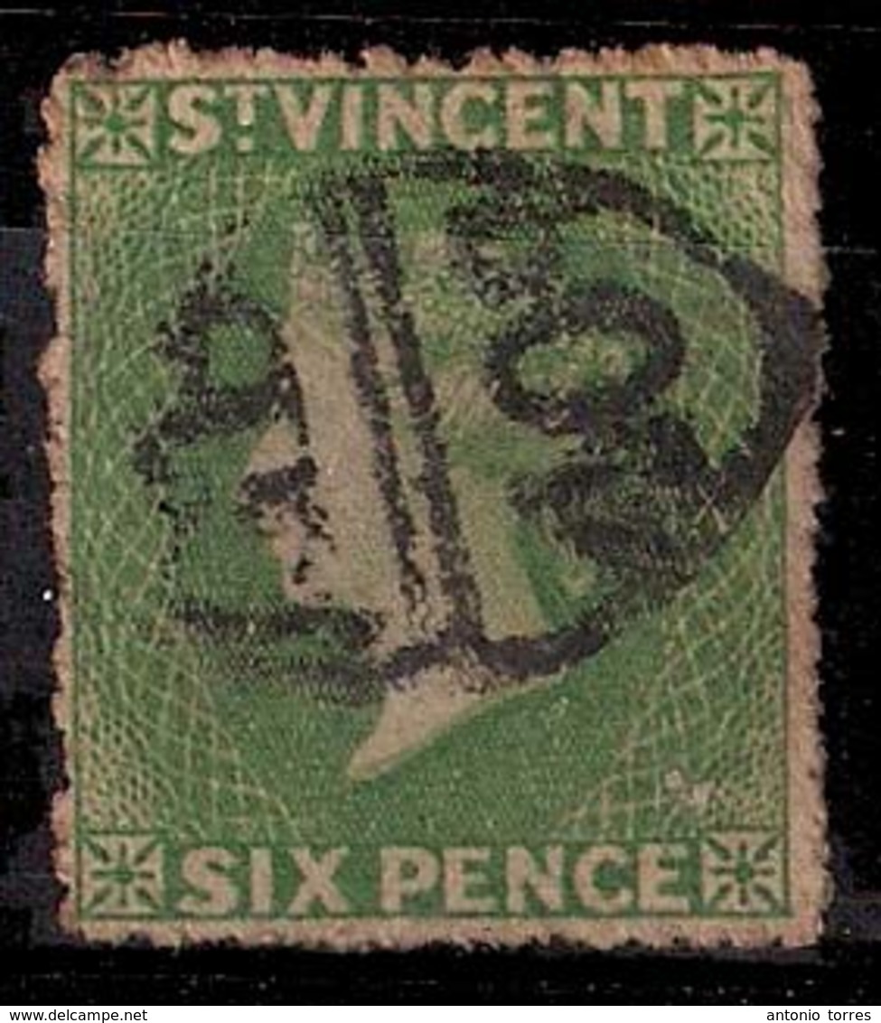 BC - St. Vincent. C. 1860's. 6d. / Anglo - French "GB / 40c." Mark Cancel. (Yv 2c. 2750 FF?) - Sonstige & Ohne Zuordnung