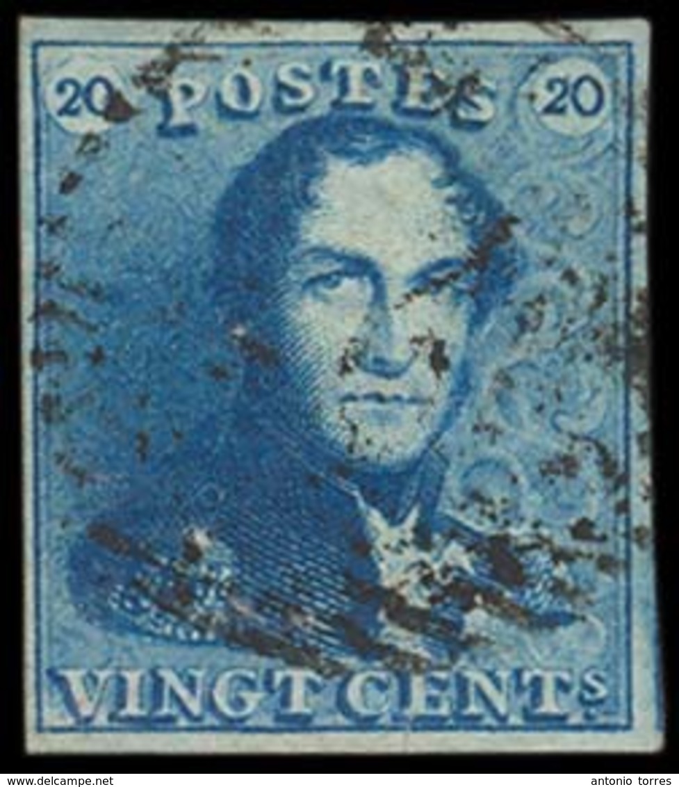 BELGIUM. Yv2º. 20c Blue, Large Margins All Around, Light Grill. VF. - Andere & Zonder Classificatie