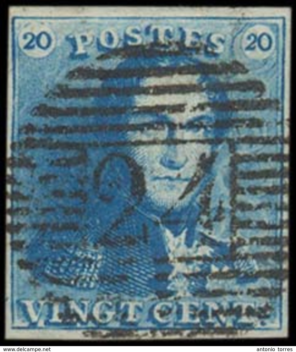 BELGIUM. 2º. 20c Light Starry Blue, V Good Margins, Grill 24. VF. - Other & Unclassified