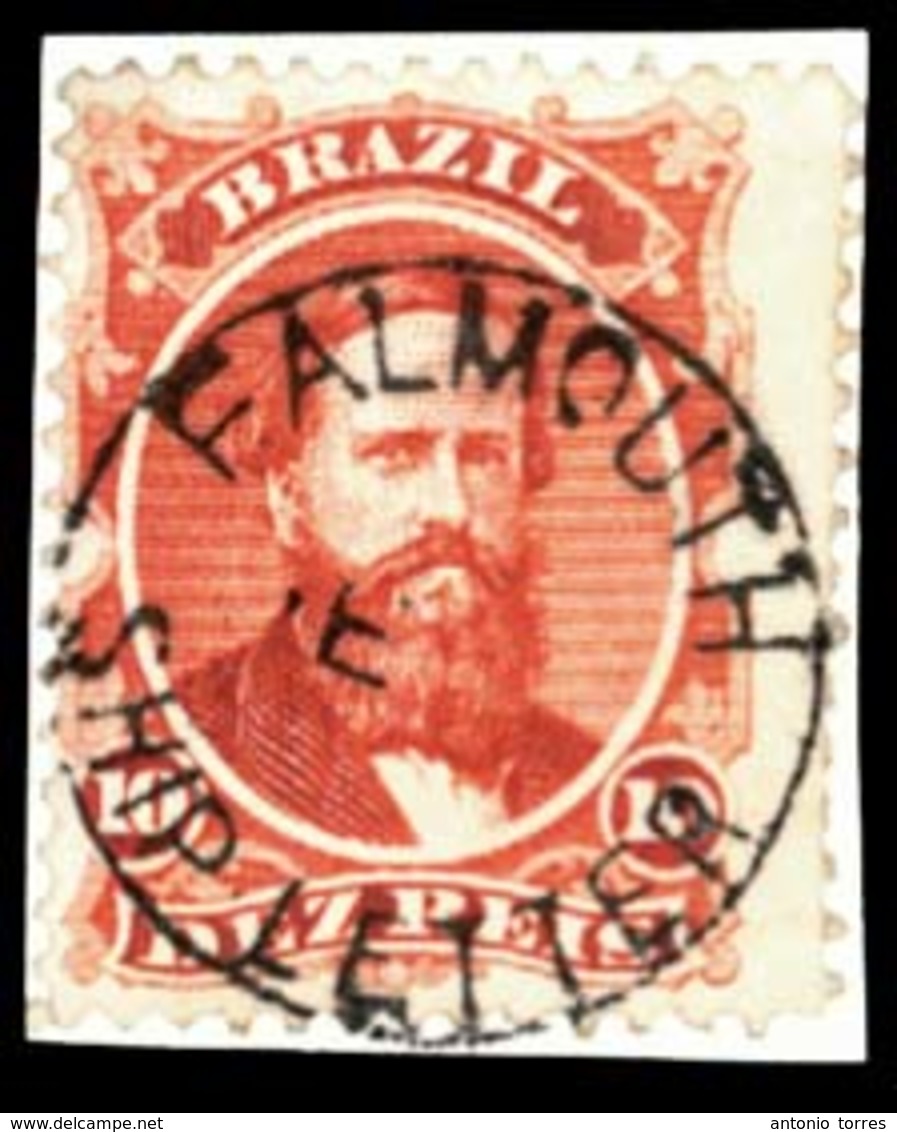 BRAZIL. 1866. 10r Vermilion, A Delighful Used Example With Circular 'Falmouth Ship Letter' British Datestamp In Black. S - Other & Unclassified