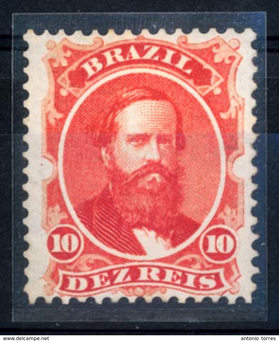 BRAZIL. 1866. 10r Vermilion On Blued Paper, A Very Fine Used Example Of Good Colour And Centering. Scarce Stamp. Scott 5 - Altri & Non Classificati