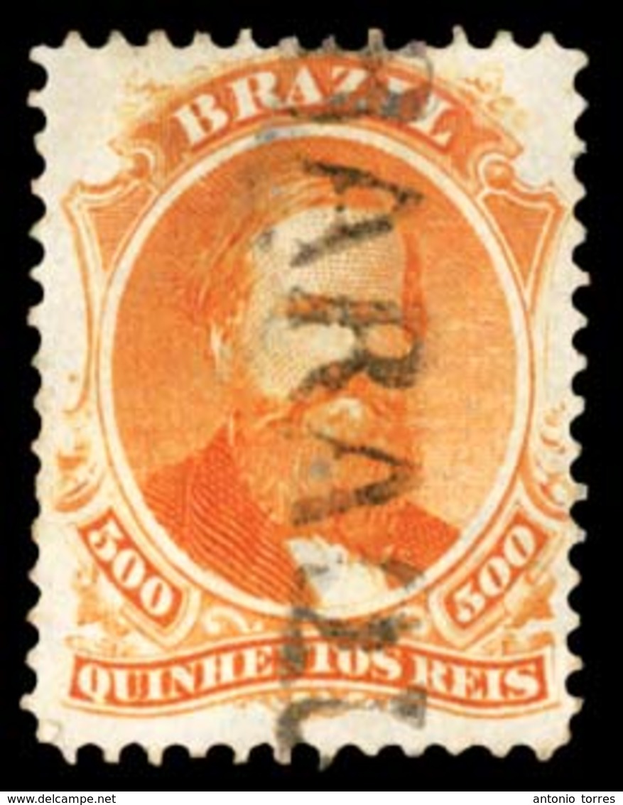 BRAZIL. 1866. 500r Orange, A Very Fine Used Example Cancelled By 'ARARAQUARA' Straight Line Handstamp In Black, Ayres #1 - Other & Unclassified