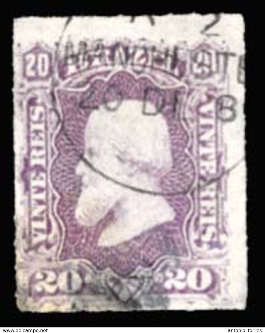 BRAZIL. 1878. 20r Violet, A Very Fine Used Example Cancelled On Arrival With British Manchester Circular Date Stamp In B - Other & Unclassified
