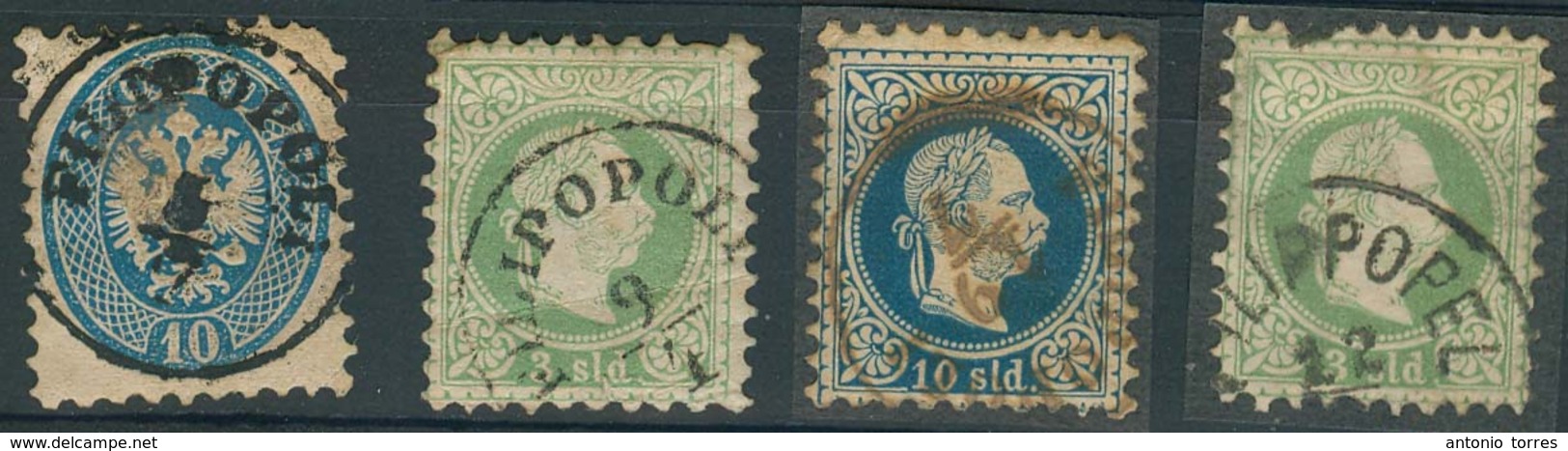 BULGARIA. C.1866-7. Austrain PO Filipopoli Cds. 4 Diff Stamps Incl In Brown Color. Fine. - Other & Unclassified